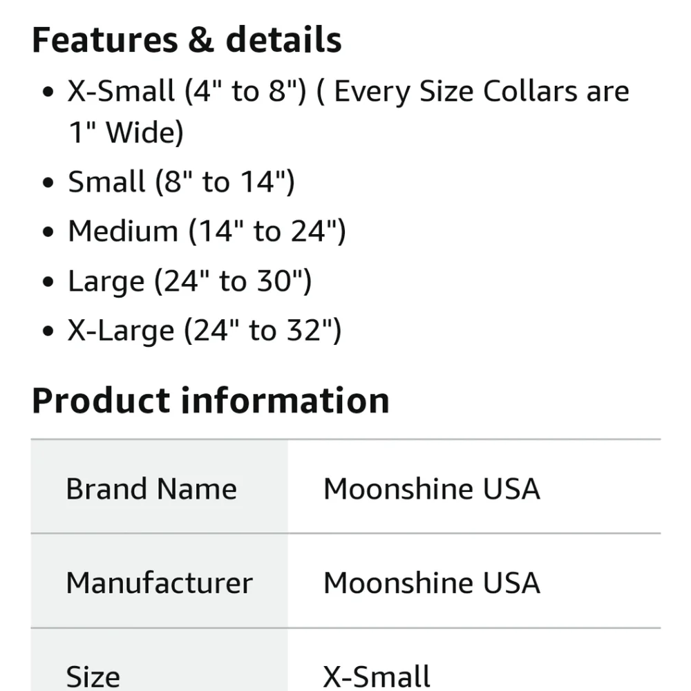 Moonshine USA Dog Collar And Leash Size XS